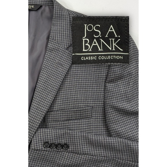 New No Tags Jos. Bank Blazer Coat Sport Suit Jacket 100% Wool Gray Plaid 44L